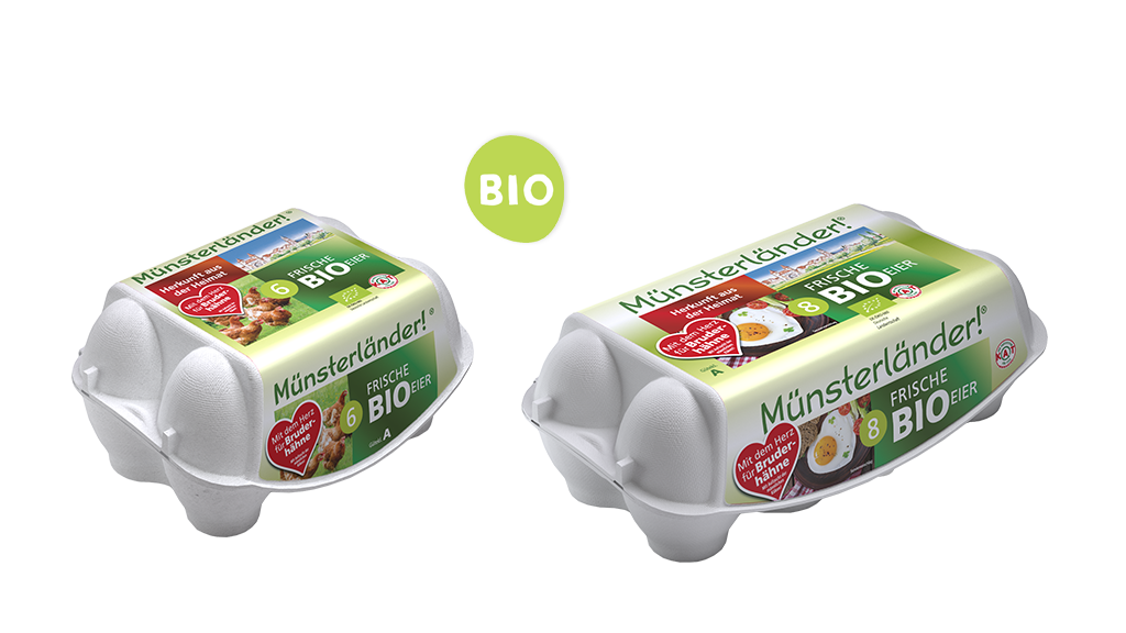 6 oder 8 Münsterländer Eier aus Biohaltung Verpackung